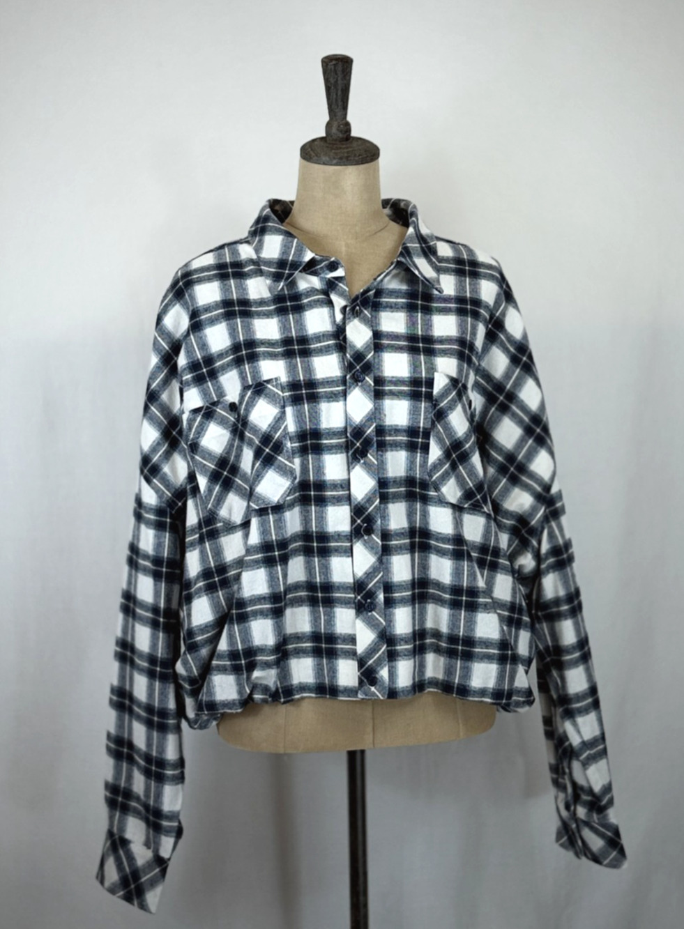 NWT Dear John BOUTIQUE Cropped Plaid Button-Up Light Weight Jacket #0253 LG